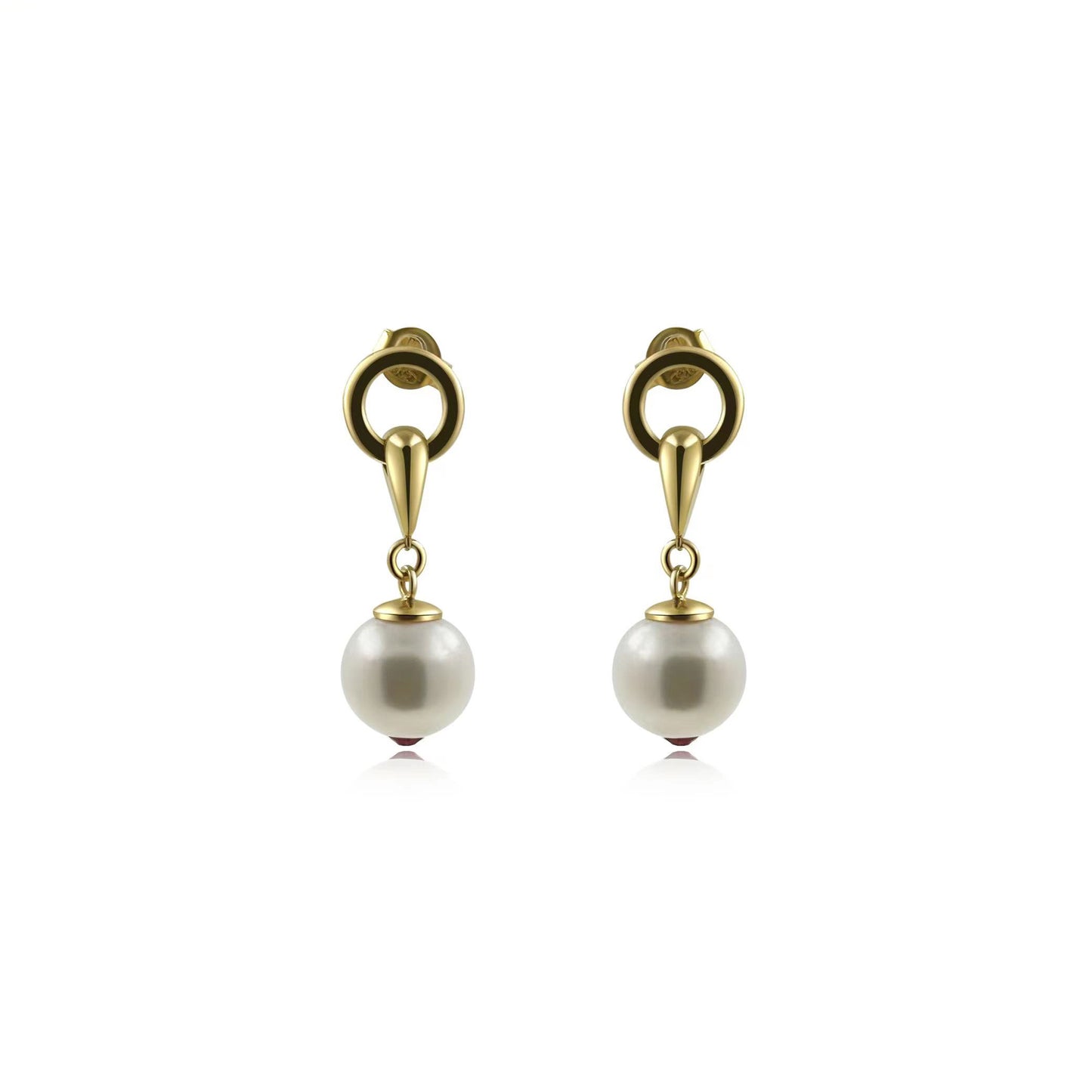 Horsebit With Pearl Earrings Gold