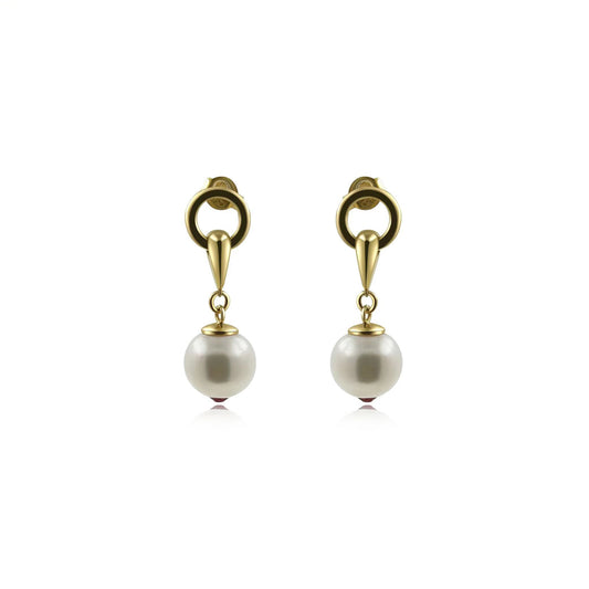 Horsebit With Pearl Earrings Gold